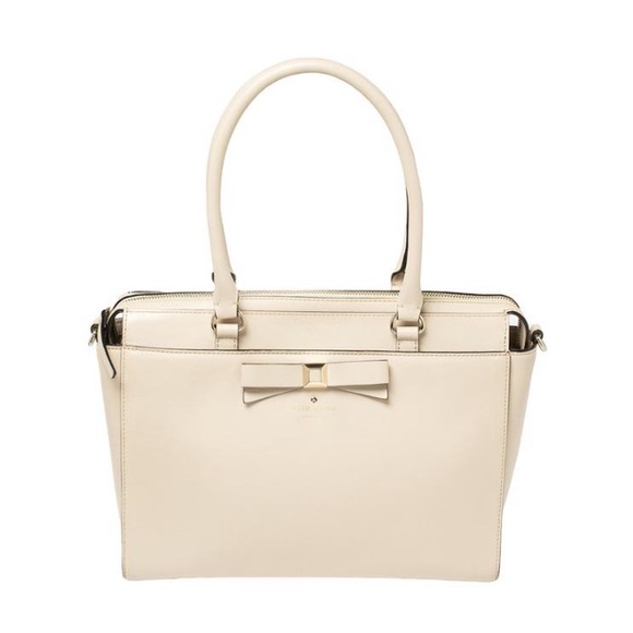 kate spade Handbags - Kate Spade Cream Leather Bow Satchel